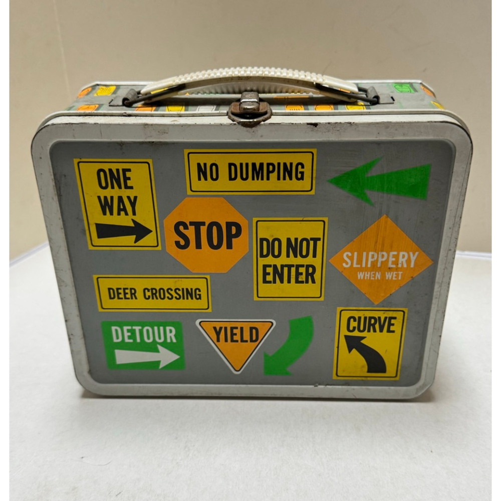 1972 Ohio Art Road / Highway Signs Metal Lunchbox No Thermos